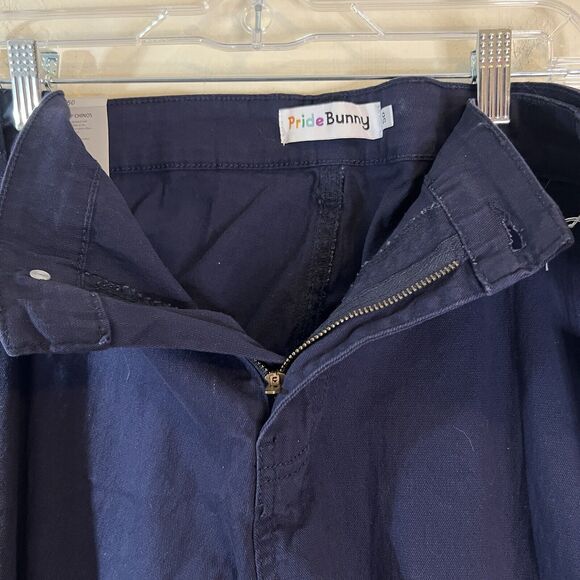 Pride Bunny Rainbow Roll Up Chino Pants Blue sz 50 New Denim Jeans Pride - Picture 5 of 7